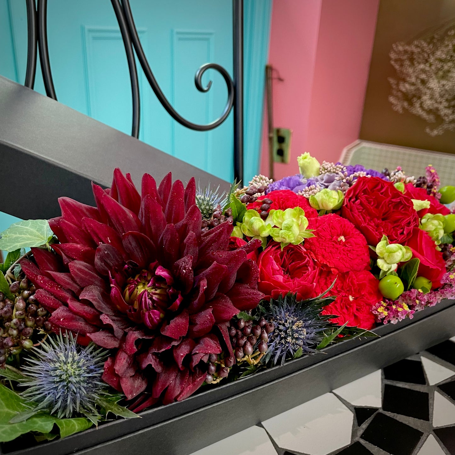 flowerbox -dahlia&rose-